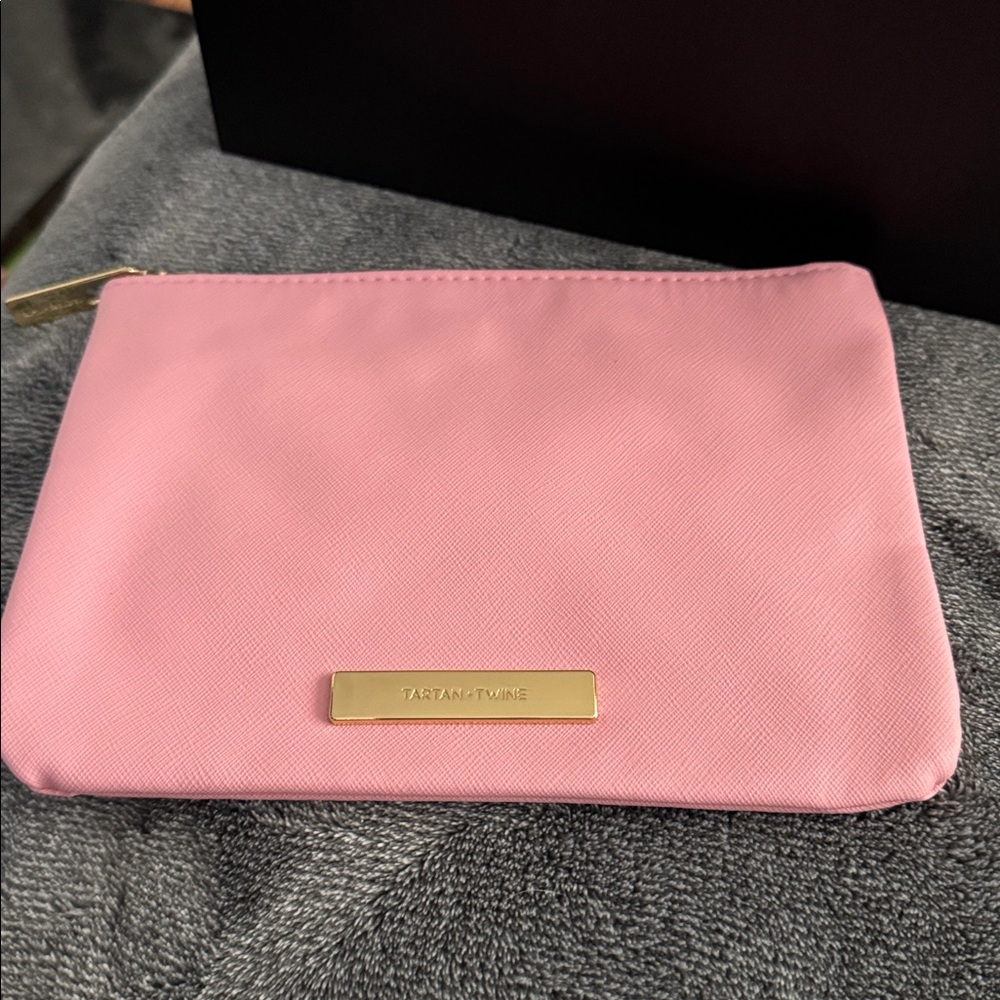 Tartan & Twine Pink Zippered Pouch-NEVER USED